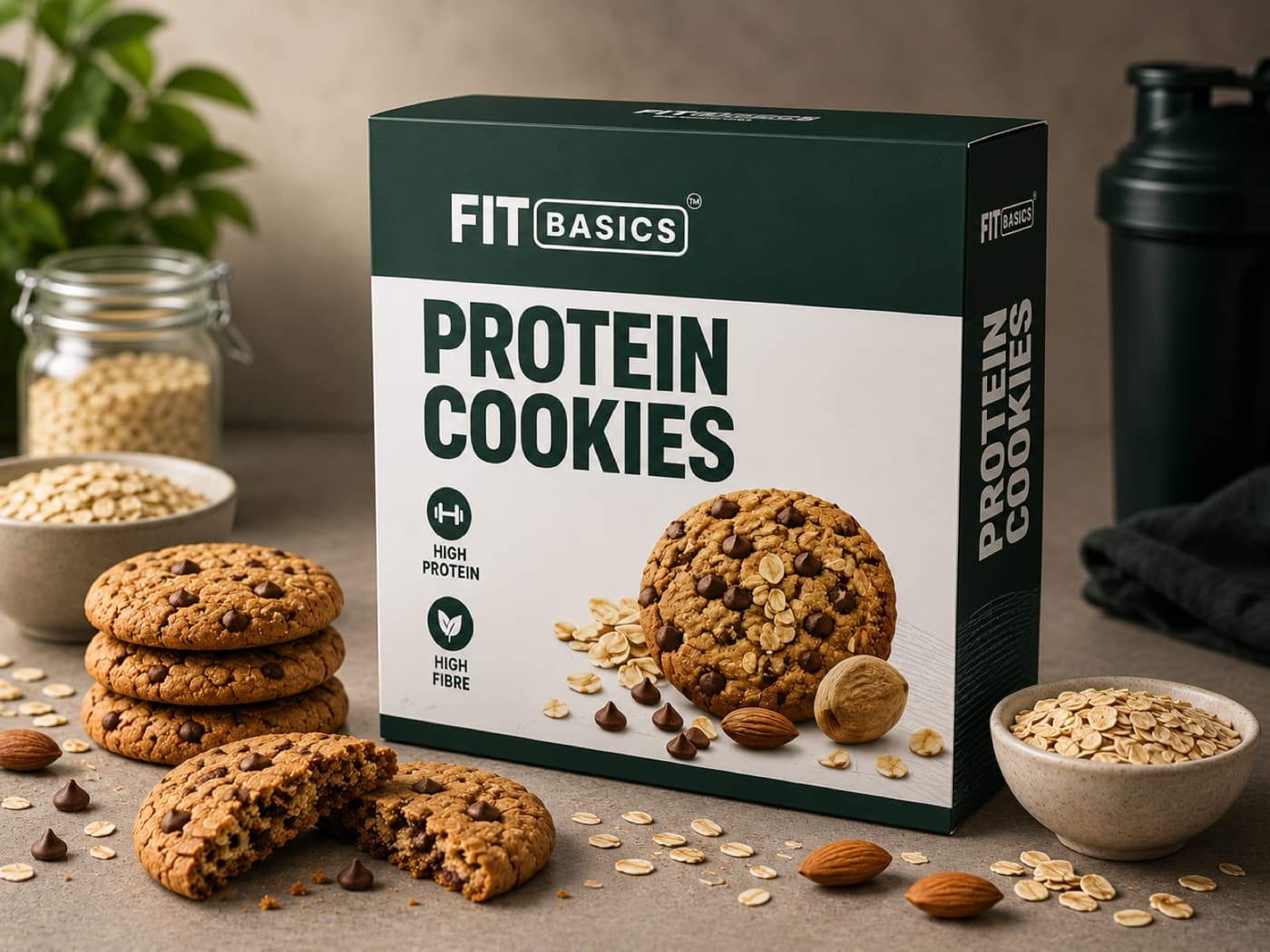 FitBasics Protein Cookies — high protein, high fibre